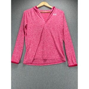 Under Armour Long Sleeve Shirt Womens M Pink HeatGear Tech Twist Hoodie‎ Loose